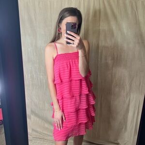 Pink Ruffled Sleeveless Dress